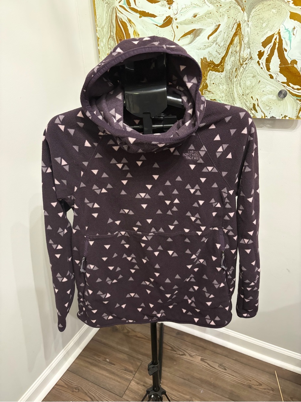 The North Face Women's Purple Patterned Fleece Hoodie Women's M